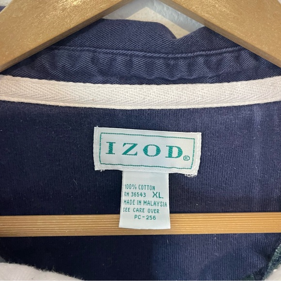 Mens Vintage Izod Sport Rugby Polo Shirt sz XL Colorblock Long Sleeve 90s 80s - Picture 4 of 13